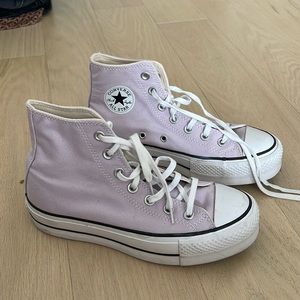 Lavender high top platform converse